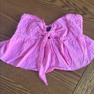 SHEIN Pink Ruched Strapless Top